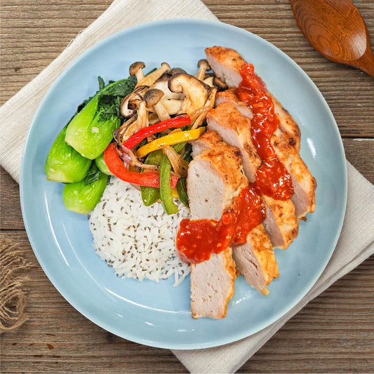 A4. 韓式豬扒配奇亞籽飯 Korean Pork Loin with Jasmine Rice and Chia Seeds