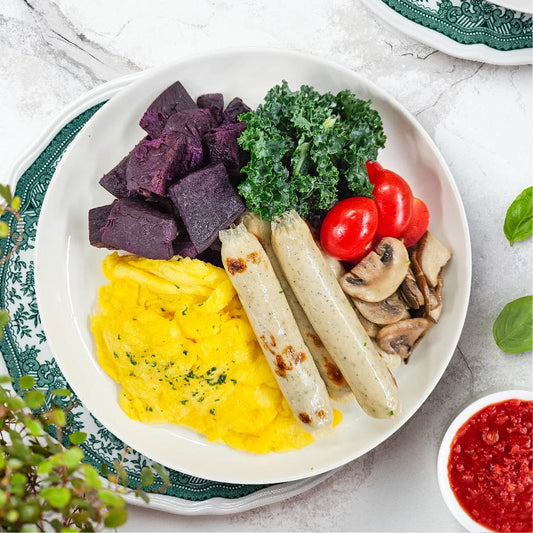 C6. 炒蛋配雞肉香腸及番薯 Scrambled Eggs with Chicken Sausages and Sweet Potatoes