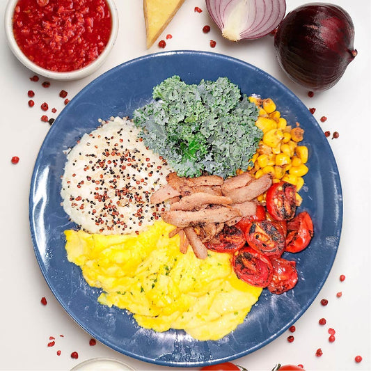 C5. 炒蛋配新豬肉及椰菜花飯 Scrambled Eggs with OmniPork and Cauliflower Rice